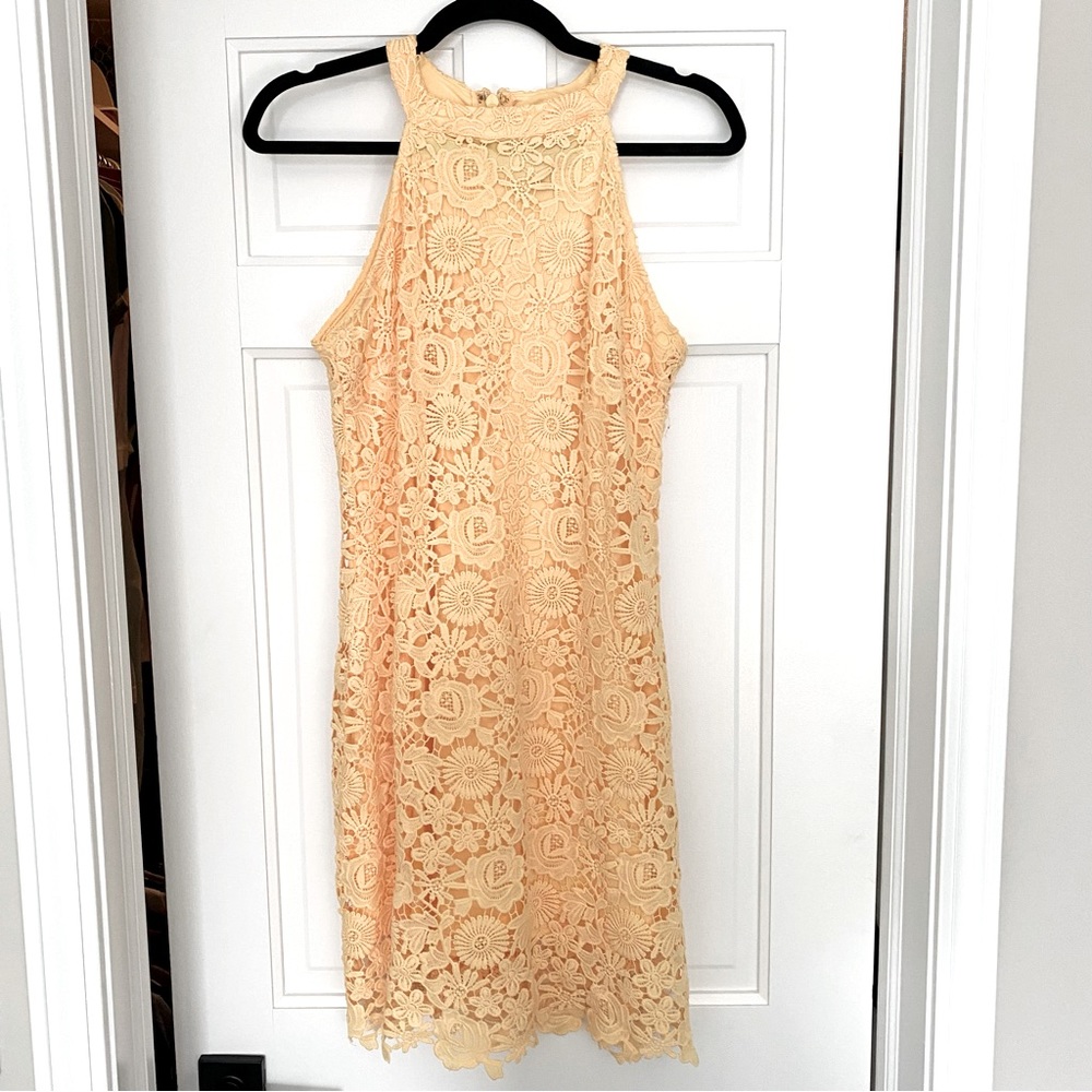 Lulus Yellow Floral Lace Dress